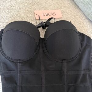 Micas Black Strapless Longline Bustier Bra